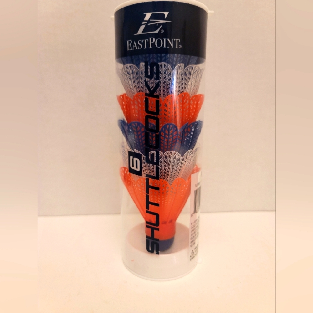 Badminton shuttlecocks by Eastpoint Sports. Official size. 6 pack. New in pkg.